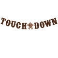 Glittery brown TOUCH DOWN banner with football bow for rugby party decorations - TOUCH DOWN Letter Banner (G-00041-1)