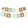 Rugby thema Happy Birthday slinger in bruin en groen voor sportfeest decoratie - Verjaardagsbanner Set (G-00048-1)