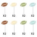 8-delige set Amerikaanse voetbal taarttoppers in vier kleuren voor verjaardagsfeestjes - 16 Stuks Cake Toppers (G-00048-2)
