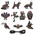 Tag der Toten Tier-Schädel-Anhänger Set mit 10 Zucker-Schädel-Designs und schwarzer Kordel - Tierförmige hängende Dekorationen (G-00012-02)