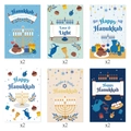 Hanukkah stickers set with Menorah and Dreidel designs, 12 pieces for holiday party decor - Hanukkah Sticker Set (L-00360)