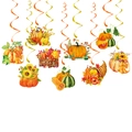 Espirales decorativas de Acción de Gracias con calabazas y girasoles sobre fondo blanco - Estilo de Cosecha de Acción de Gracias (J-0386) / Tarjetas, Espirales Y Ganchos