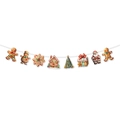 Gingerbread man themed Christmas banner with gingerbread house and festive elements - Gingerbread House and Santa Claus Festive Pendants (J-0422-2)