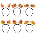 Set di 6 cerchietti per il Ringraziamento con tacchini, zucche e foglie d'acero - Set di 6 Fasce per il Giorno del Ringraziamento