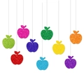 Set di 9 decorazioni a mela glitterate per feste scolastiche in colori vivaci - Ornamenti a Mela Glitterata E Cordino (Q-0010)