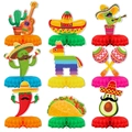 Lot de 9 décorations de table Fiesta mexicaine avec bases en nid d'abeille et motifs tacos - Centres de Table en Nid d'Abeille Thème Mexicain (Y-00090-3)