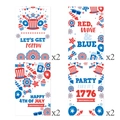 8-pack July 4th Independence Day patriotic wine bottle labels with red white and blue designs - 8 Pcs/Pack / Red White Blue Mixed