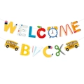 Colorful Welcome Back banner for school decoration featuring pencils, rulers and school bus - Welcome Back To School Banner Set (L-00315)
