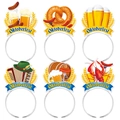 6er-Set Oktoberfest-Haarreifen mit Bier- und Brezelmotiven für die Münchner Wiesn-Party - Kombination Verschiedener Stile (J-0364)