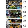 12-delige Halloween waterfles sticker set met krijtbordstijl griezelige ontwerpen - Halloween Creatieve Multi-stijl Collectie (J-0361)