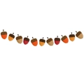 Herbstliche Eichel-Girlande mit zwölf bunten Papierfiguren an weißer Schnur - Eichel Banner (Y-00446-2)