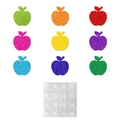 Glittering apple cutouts wall stickers in nine bright colors for back to school party decor - Colorful Apple Decorative Patches and Glue Dots Set (Q-0012)