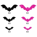 3D Halloween Fledermaus Wandaufkleber in Schwarz und Rosépink mit Glitzer-Effekt - 18 Stück Schwarz und Pink Gemischte Glitzer-Fledermäuse