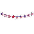Ghirlanda di stelle patriottiche con motivi rosso bianco blu per decorazione festa USA - Striscione a Stelle (J-0352-1)