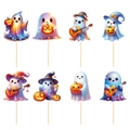 Lot de 8 décorations de cupcake fantômes avec citrouille et chapeau pour fête Halloween - Style Fantôme Ciel Étoilé (J-0373)