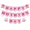 Dreistufige Happy Mother's Day Partygirlande mit rosa-lila Herz- und Blumendesigns - Happy Mother's Day Stil (L-00290)