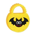Yellow felt Halloween candy bag with cute black bat applique and scalloped top handle - Yellow Bat Style (Y-00441-1)