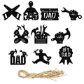 Father's Day black glitter tool hanging tags with DAD text and twine for party decor - Black Glitter Tool Style (Y-00387)