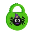 Halloween felt candy bag featuring a cute black spider and purple wizard hat motif - Green Spider Style (Y-00441-2)