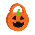 Halloween pumpkin tote bag in orange non-woven fabric with a classic jack-o-lantern face - Orange Pumpkin Style (Y-00441-3)