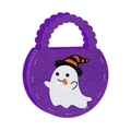 Purple Halloween felt treat bag featuring a ghost with wizard hat and scalloped handle - Purple Ghost Style (Y-00441-5)