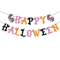 Striscione Happy Halloween glitterato con teschi e rose per decoro di festa - Happy Halloween Banner Glitterato (L-00320-1)