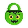 Green Frankenstein monster Halloween felt treat bag with yellow eyes and stitching - Green Monster Style (Y-00441-6)