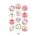 Adesivi floreali Buona Festa della Mamma con cuori e motivi, set di 4 fogli - 4 Fogli/Confezione (L-00287)