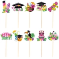 Tropical Hawaiian graduation party photo props set with 10 vibrant island themed designs - Tropical Graduation Theme Set (Y-00371)