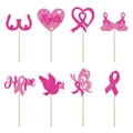 Rosa Glitzer Cupcake-Topper zur Brustkrebs-Prävention mit Hope- und Fight-Motiv - Glitzerndes Rosa Modell (L-00319w)
