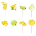 Lemon and lime themed cupcake toppers set for summer birthday party decorations - Lemon And Lime Theme