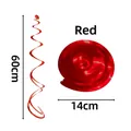 Shiny red PVC hanging swirl decorations for parties, 60cm length, metallic finish - Double Spiral / Red