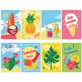 Set de 8 pegatinas coloridas de verano para botellas Hawaii con piña y coco - Estilo Temático de Fiesta de Verano (J-0334) / 8 Piezas/Paquete