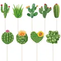 Set di 9 decorazioni per torte a forma di cactus e piante grasse per feste estive - Serie Cactus (J-0315)