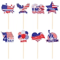 Set di 8 topper per torte e oggetti di scena per foto per la festa dell'Indipendenza USA - Stili Mappa, Aquila, Stella, Cuore, Palloncino, Statua della Libertà (Y-00403)