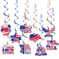 Decorazioni a spirale per il 4 luglio con stelle rosse e blu e cartoncini USA - Carte e Decorazioni a Spirale Sospese (Y-00401)