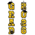 2026 Graduation porch banners with gold glitter GRAD and Class of 2026 lettering - 2026 Graduation Black Gold Door Banner Set (J-0321)