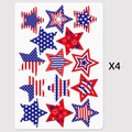 Set mit 4 amerikanischen Unabhängigkeitstag Sternaufklebern in Rot Weiß und Blau - Rot Weiß Blau Sterne und Streifen Pentagramm (J-0351)