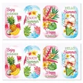 Etichette per bottiglie d'acqua stile Hawaii con motivi di frutta tropicale e temi estivi - Set Stile Estivo Hawaiiano (Y-00386)