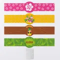Decoración hawaiana para botellas con diseño de flamenco y piña para fiesta de verano - Juego de 8 Piezas (4 Diseños x 2)