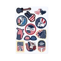 Set adesivi 4 luglio con aquila patriottica e Statua della Libertà in rosso bianco e blu - Stile Elementi Misti Patriottici Retrò (L-00124-3)