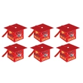 Set of 6 red graduation cap gift boxes with tassels and Congrats Grad gold print - Red