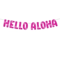 Roze glitter Hello Aloha banner met bloemmotieven voor Hawaii party decoraties - Hello Aloha Banner (J-0343-1)