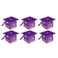 Set of 6 purple graduation cap favor boxes with gold congrats grad foil printing - Purple