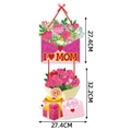 Close-up of pink Mother's Day floral door hanger decorations with I Love Mom greeting text - Floral Envelope Gift Box Style(J-0328-2)