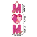 Mother's Day MOM sign hanging wall decoration with pink roses and mother-child silhouette - Mother and Child Silhouette Heart Style(J-0328-1)