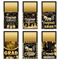 Bestecktaschen aus Papier mit festlichen Glückwunschmotiven in Schwarz und Gold zum Abschluss - Schwarz Gold Abschluss-Themenstil (6 Stück Pro Packung)