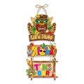 Striscione appeso Tiki Bar a tre livelli con grafiche floreali Aloha e Let's Hula - Stile 2 (J-0347-2)