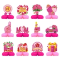 Set di 12 centrotavola a nido d'ape per la festa della mamma con fiori e cuori - Tema Festa della Mamma (J-0331) / Set combinato multi-stile
