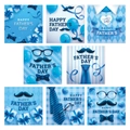 Pegatinas del Día del Padre con corbatas, pajaritas e ilustraciones de regalos azules 3D - 8 Hojas/Paquete (L-00286)